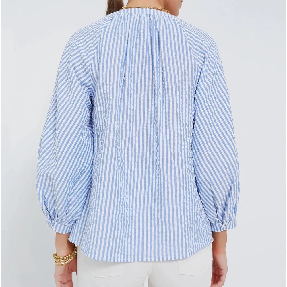 POMANDER PLACE

Blue and White Stripe Seersucker Tallie Top - Picture 4 of 12